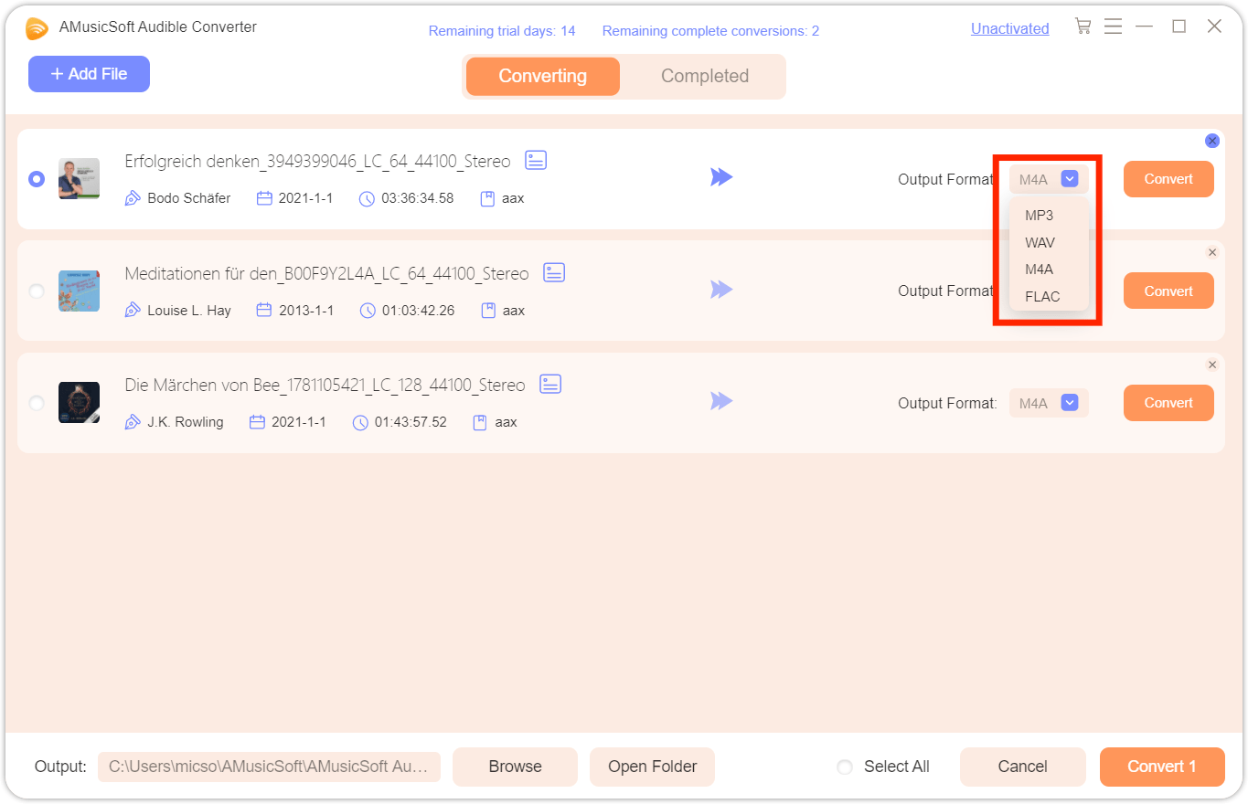 Téléchargement MP3 d'un livre audio AMusicSoft