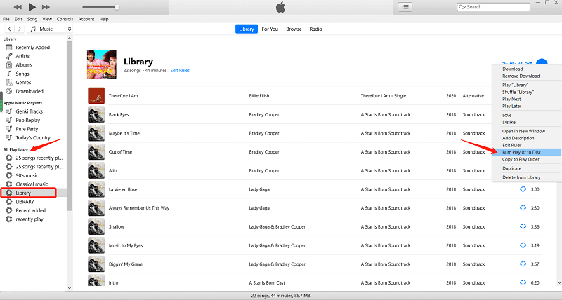 Graver Apple Music sur CD via iTunes