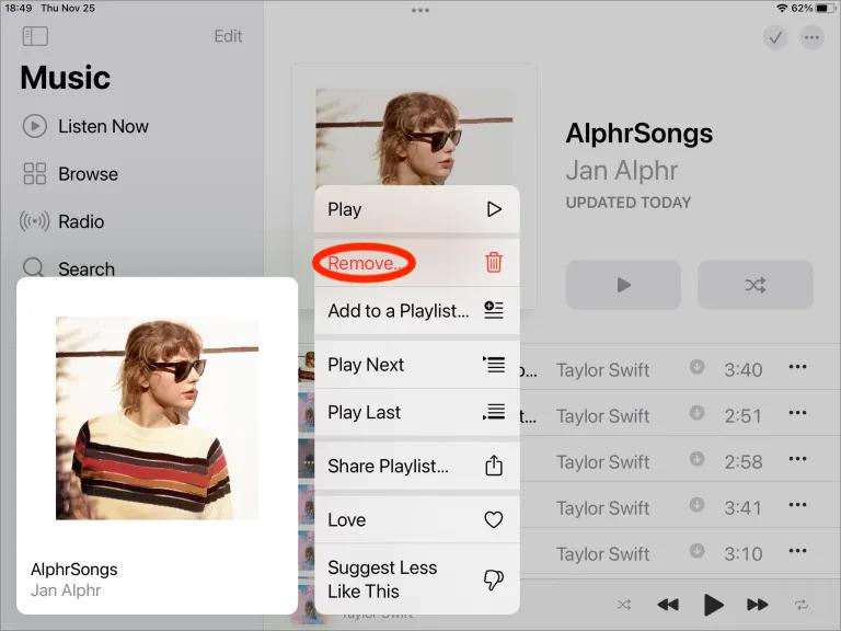 Eliminar canciones en iPad