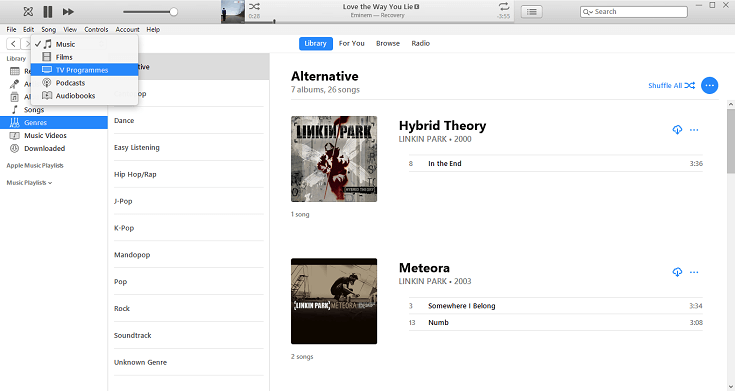 Abra la biblioteca de iTunes