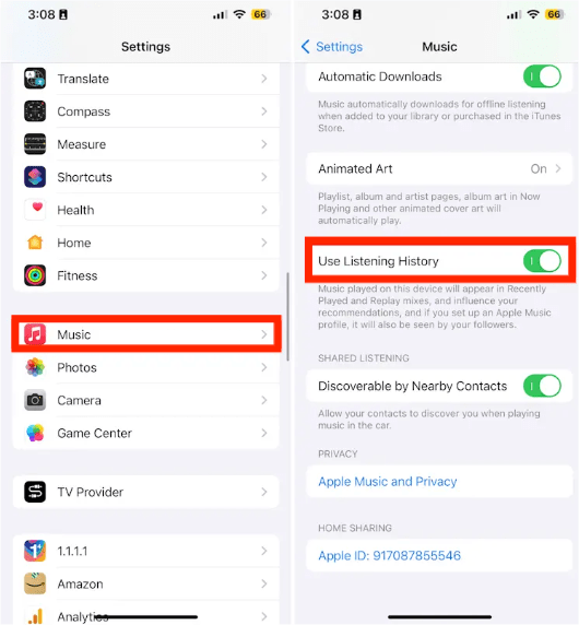 Use Apple Music Listening History