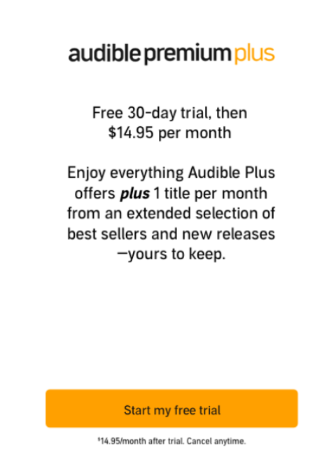 الإصدار التجريبي المجاني من Audible Premium Plus