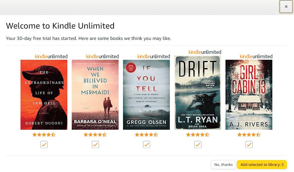 Kindle Unlimitedの登録を完了する