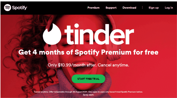 Tinder 4 maanden Spotify Premium