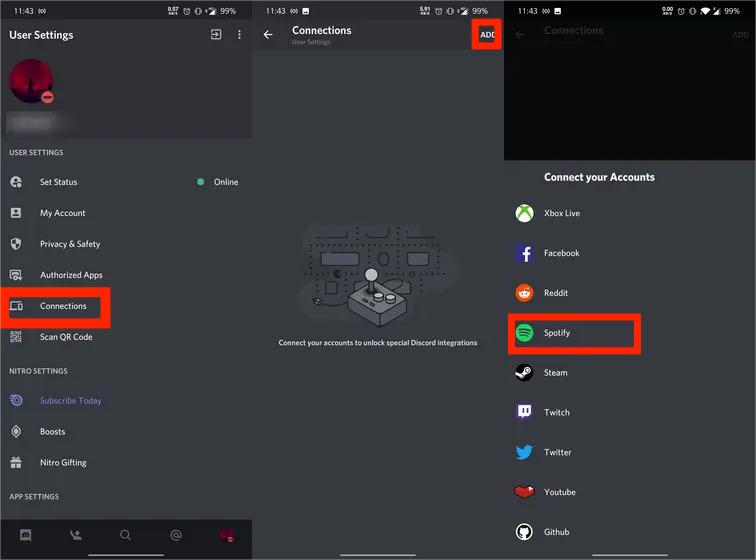 Połącz Discord z Spotify Mobile