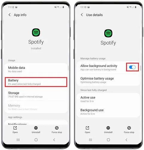 Permitir actividad en segundo plano Android