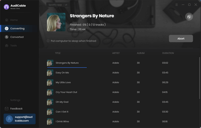 AudiCable Neem Spotify op