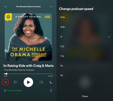 Modifier la vitesse de lecture Spotify sur le téléphone