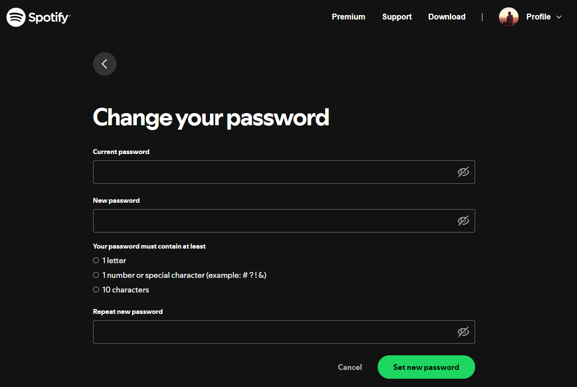 更改 Spotify 密碼
