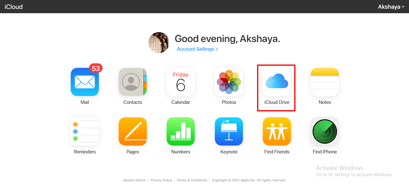 Apri iCloud