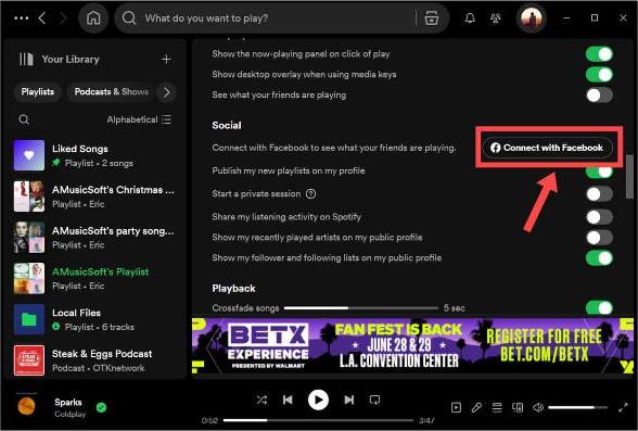 Spotify Connect met Facebook