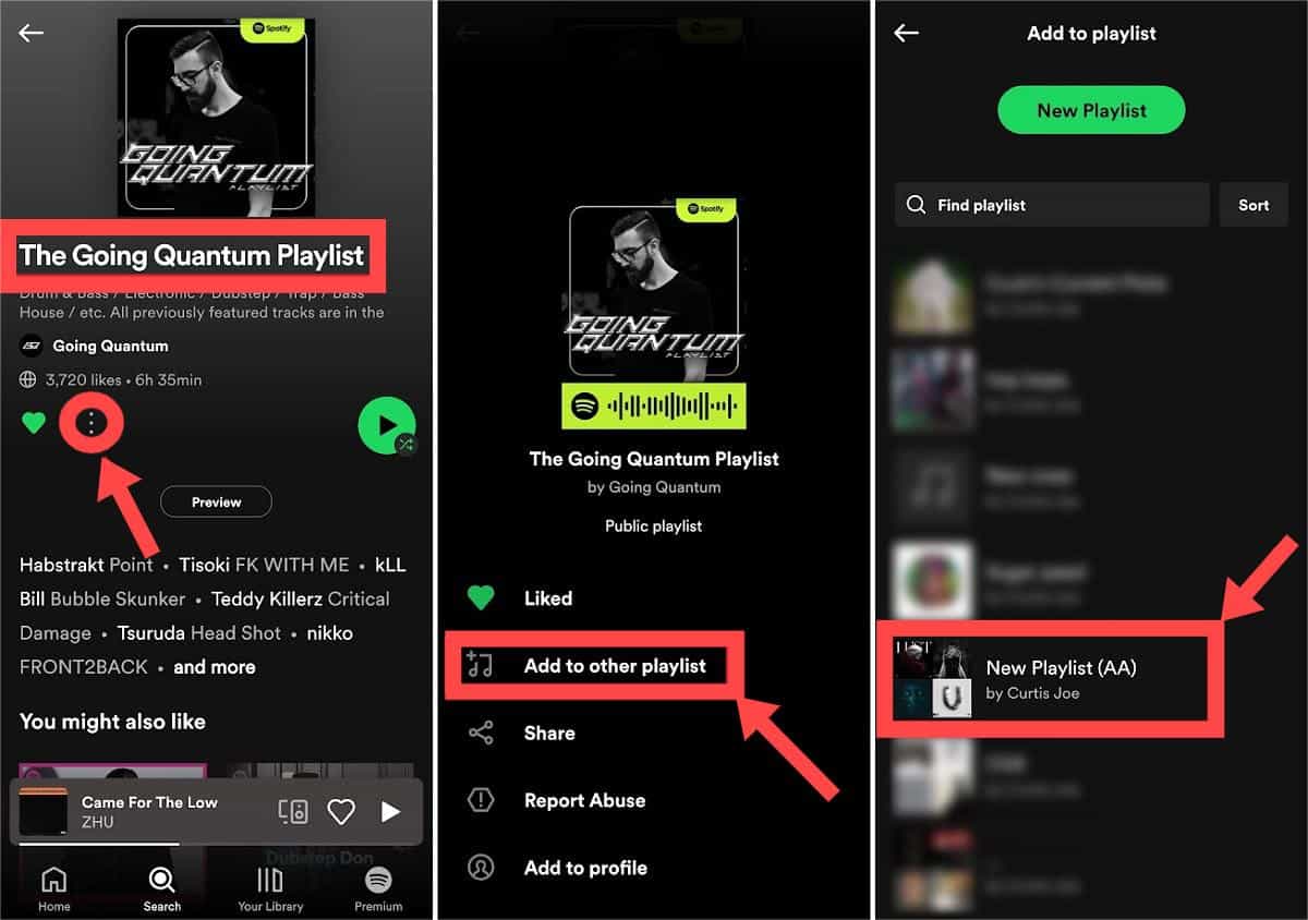 모바일에서 중복 Spotify 재생 목록