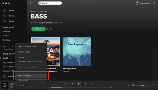 Pastas da lista de reprodução do Spotify