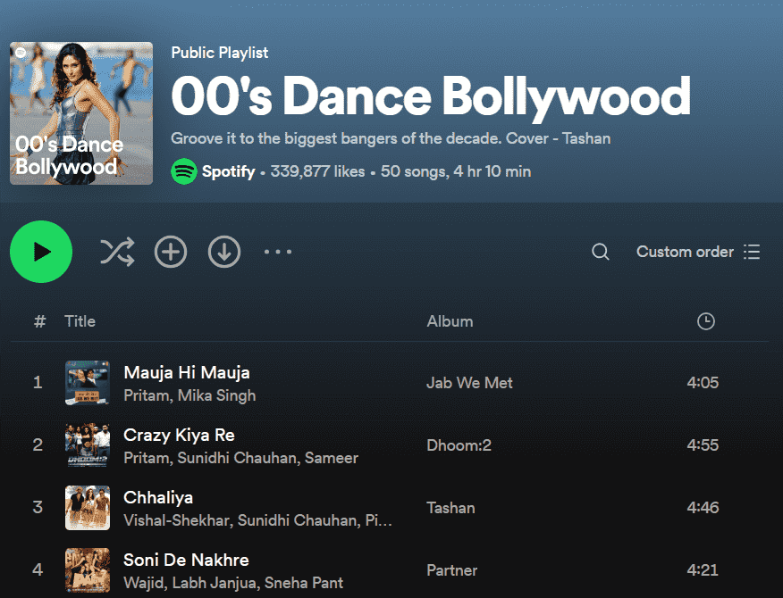 Spotify Dance Bollywood-Playlist