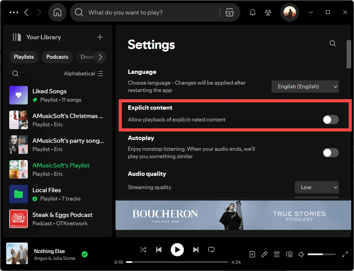 Odfiltruj treści dla dorosłych Spotify