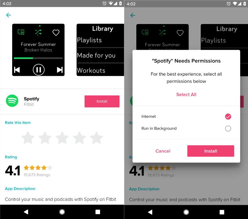 Fitbit で Spotify アプリをダウンロード