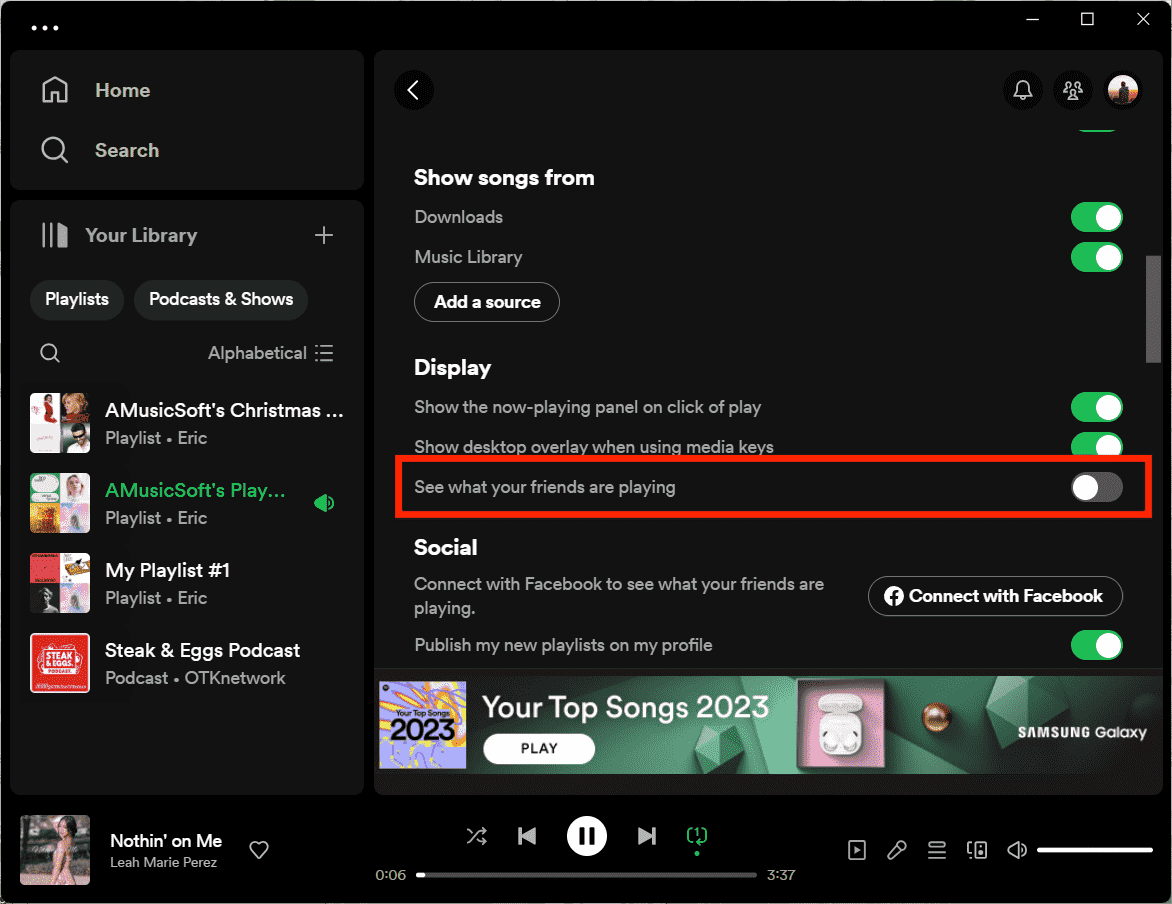 Włącz aktywność znajomych w Spotify