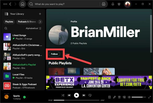 Ajouter des amis sur Spotify Desktop