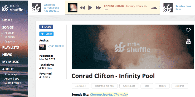 Site de música Indie Shuffle