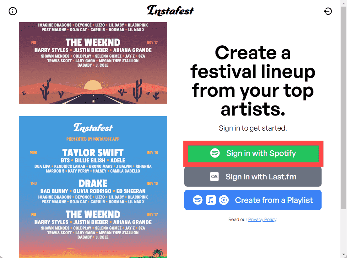 Instafest Spotify Addon