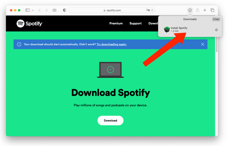 Загрузите Spotify на Mac
