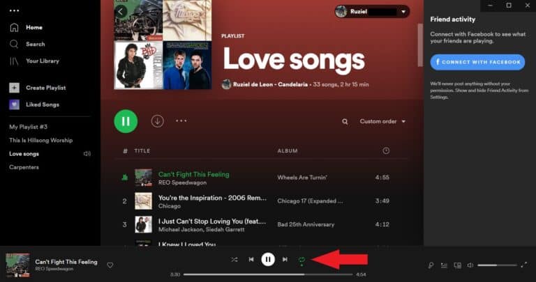 Spotify 데스크톱에서 노래 반복