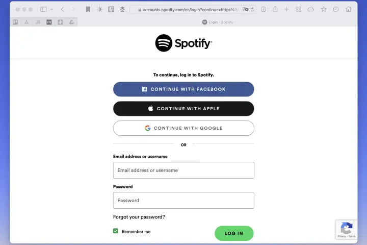 Sign In Spotify Web Player