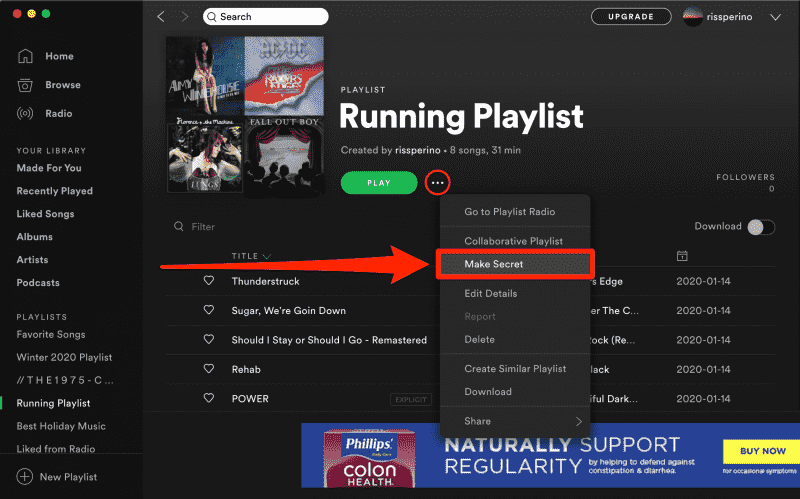 Spotify privat auf dem Desktop