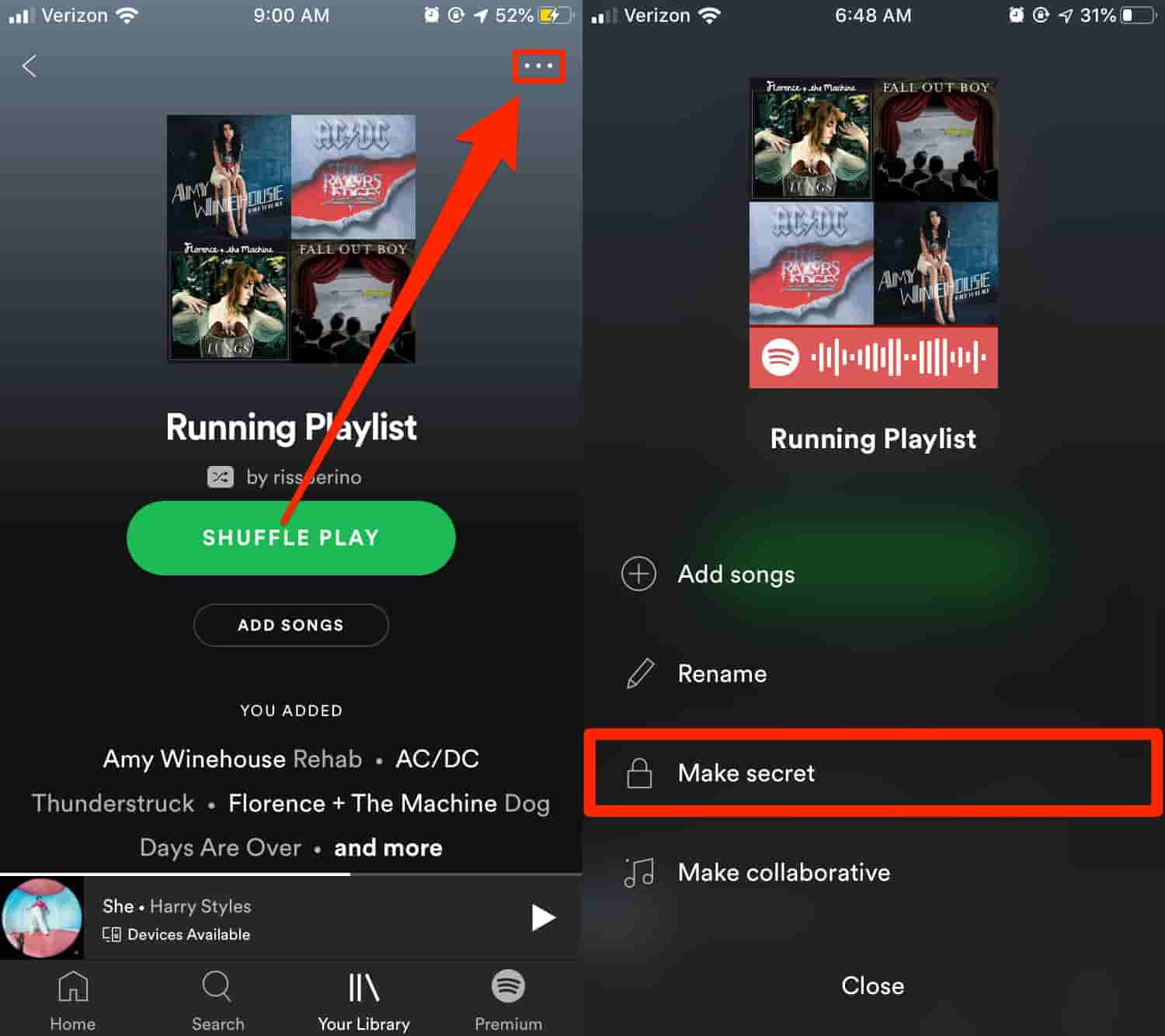 移動設備上的 Spotify 私密服務