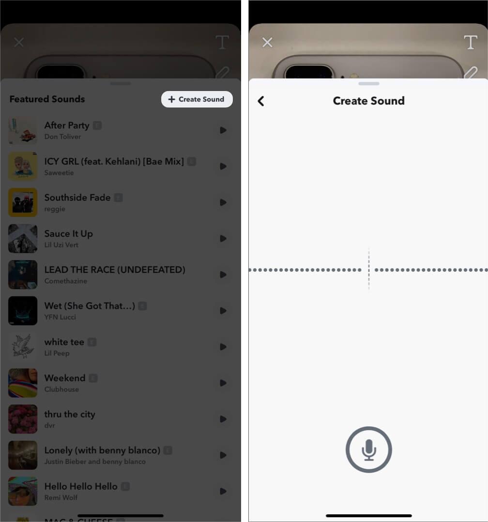 Snapchat Create Sound