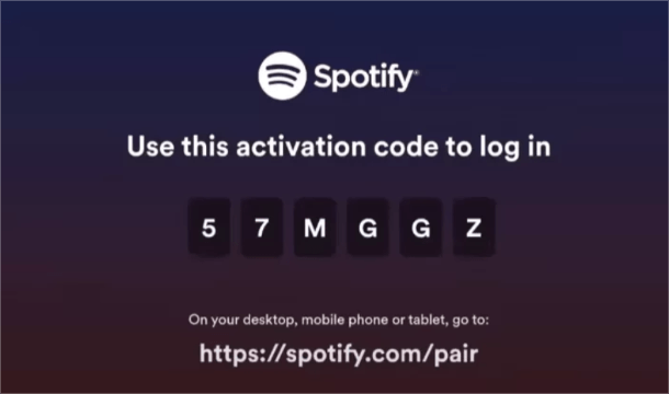 Подключить Spotify через PIN-код