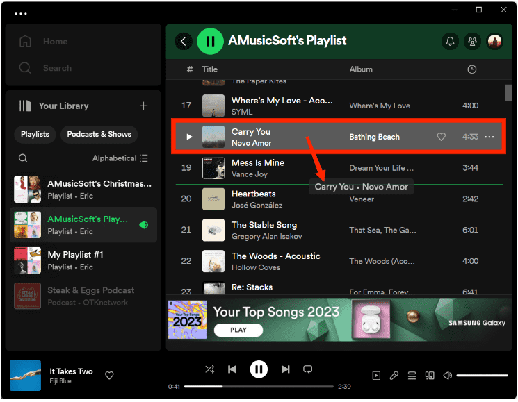 Ordnen Sie Spotify-Songs auf dem Desktop neu an