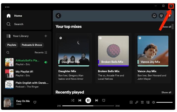 Start de Spotify-app opnieuw