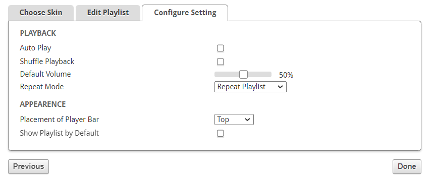 SCM Music Player Configure Setting