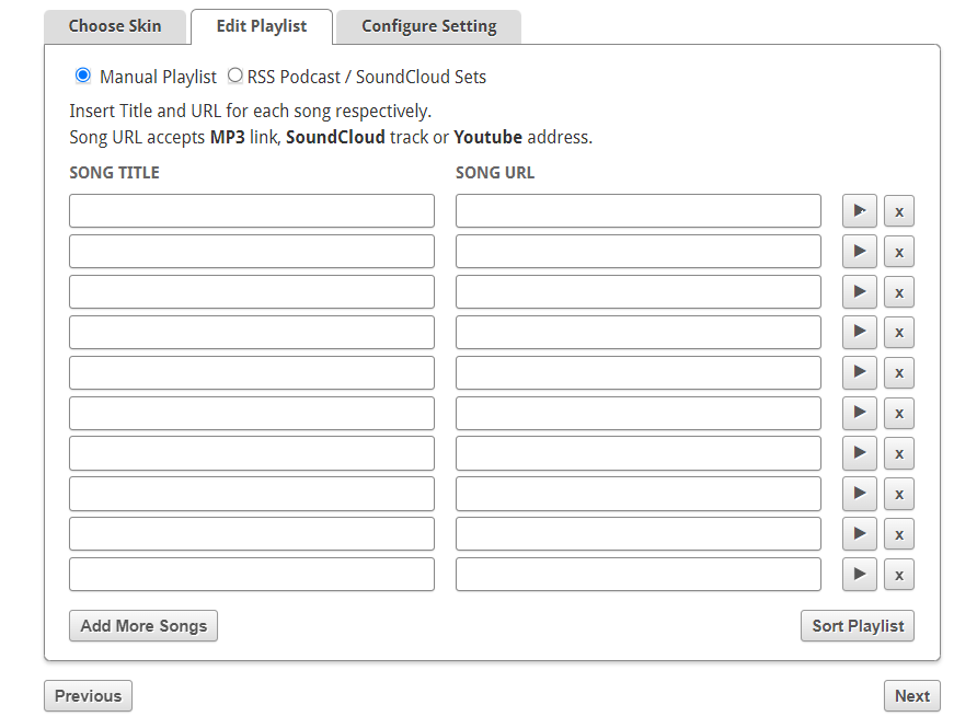 SCM Music Player Edit Playlist