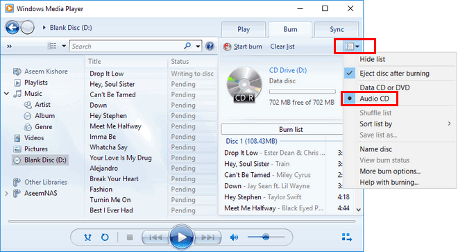 Utilizando Windows Media Player