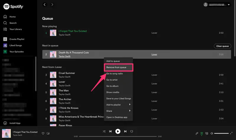 Remove From Spotify Queue