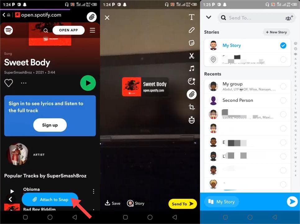 Add Spotify URL On Snapchat