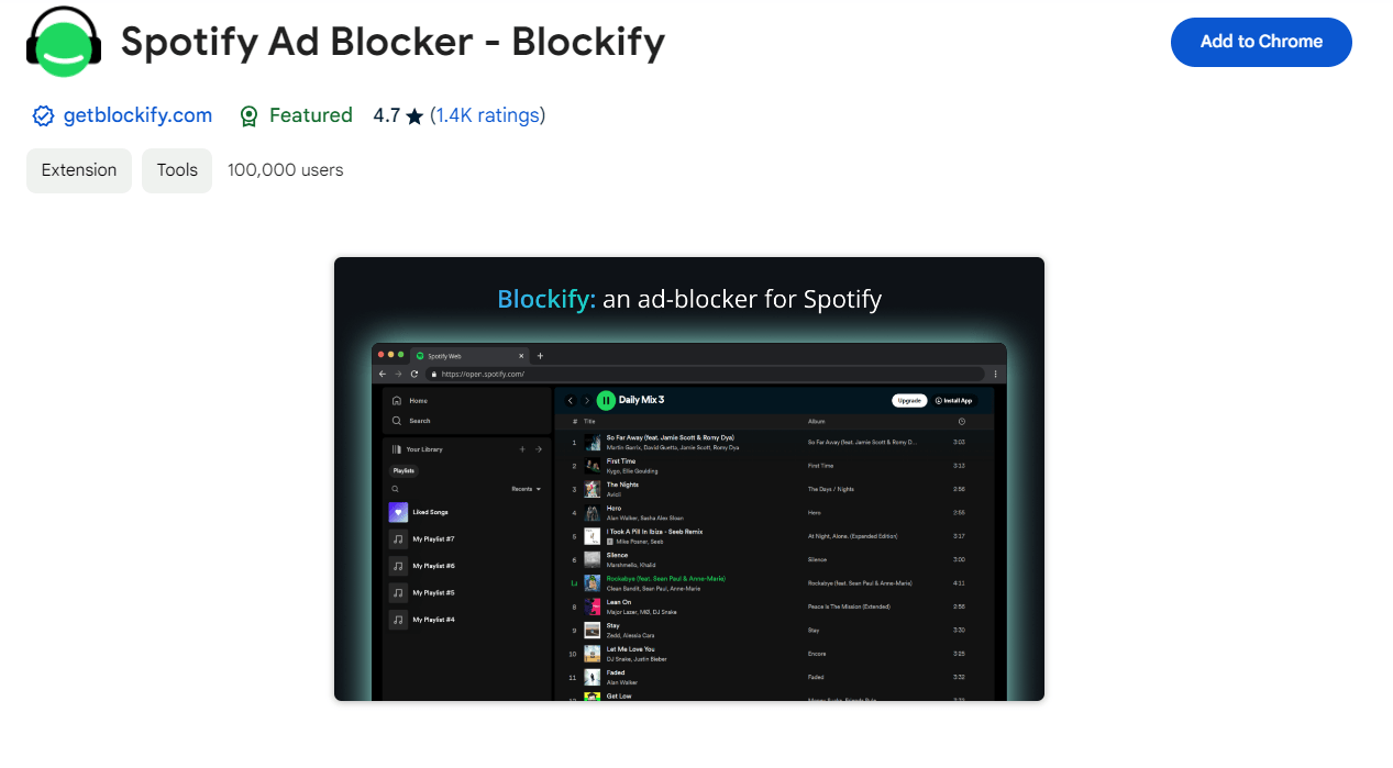 Blockify Блокировать рекламу Spotify