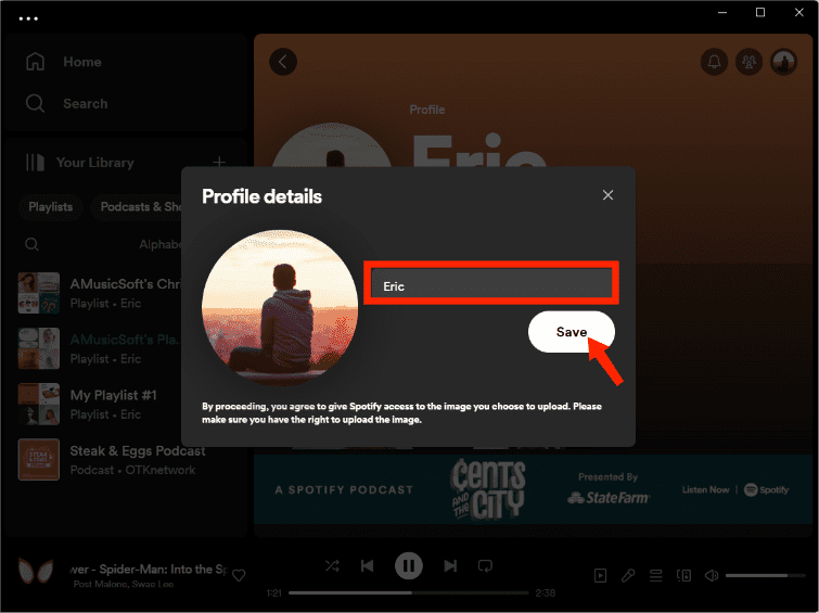 Alterar nome de exibição do Spotify