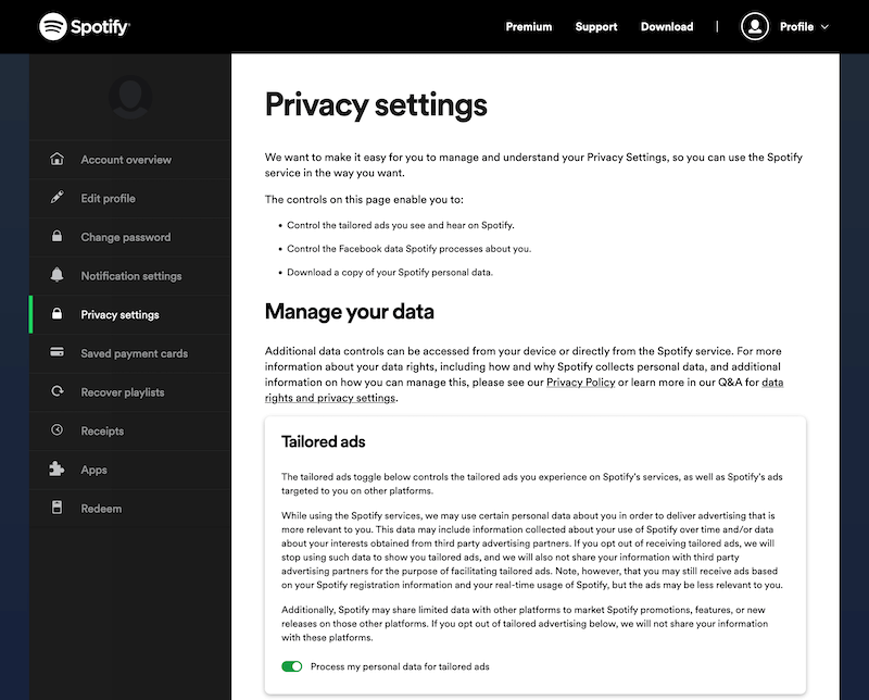 Access Spotify Privacy Settings