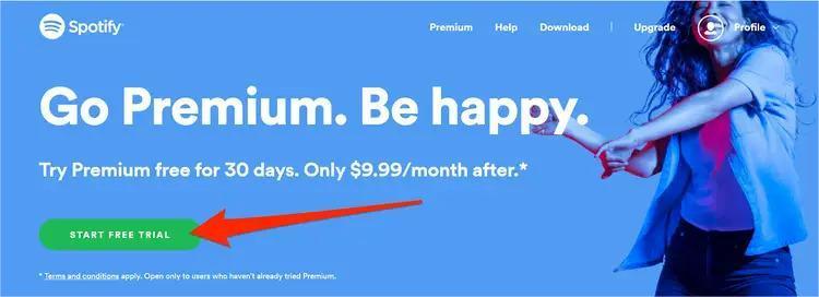 通过免费试用帐户保持 Spotify Premium 免费