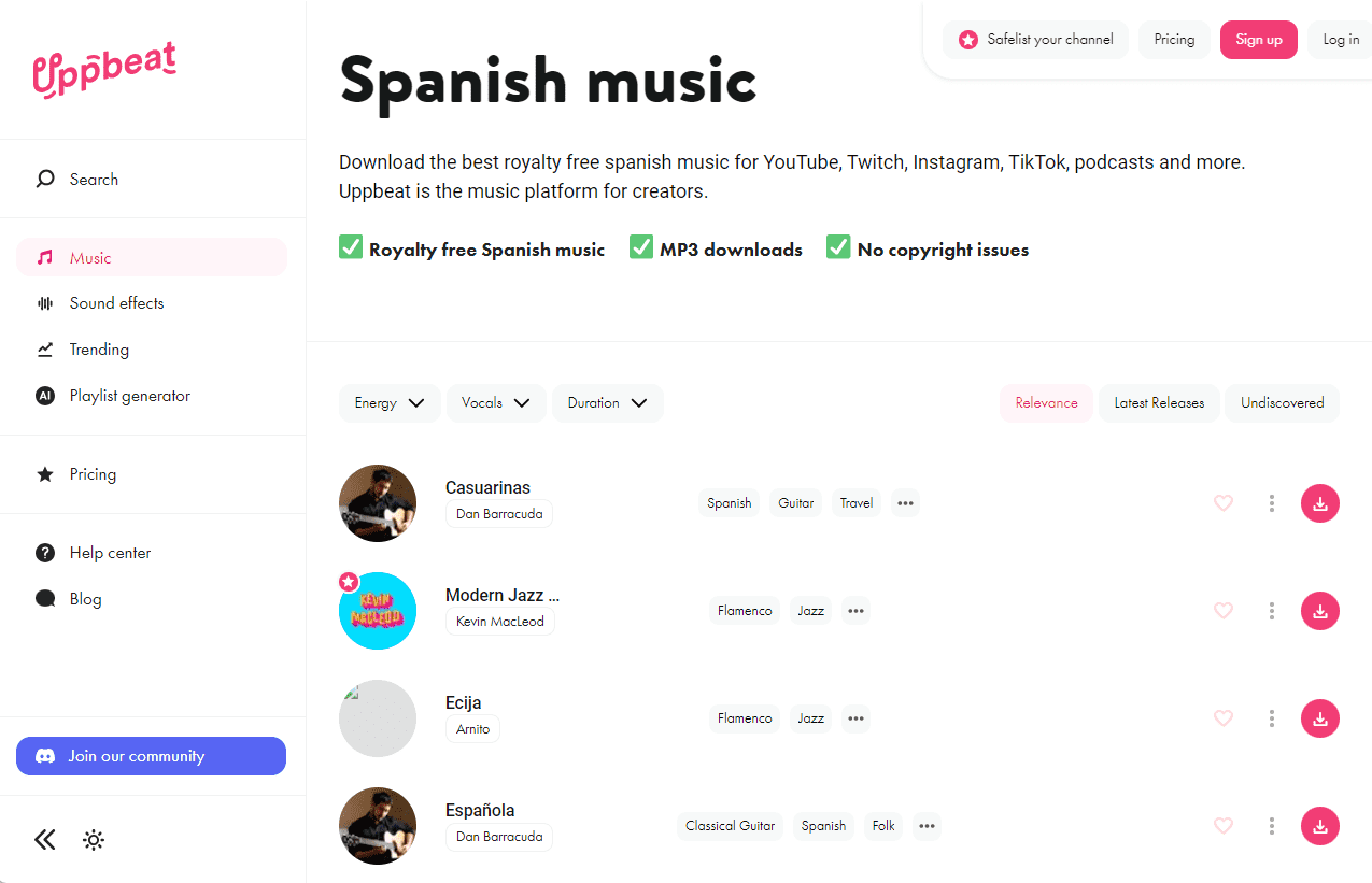 Uppbeat Free Spanish Music
