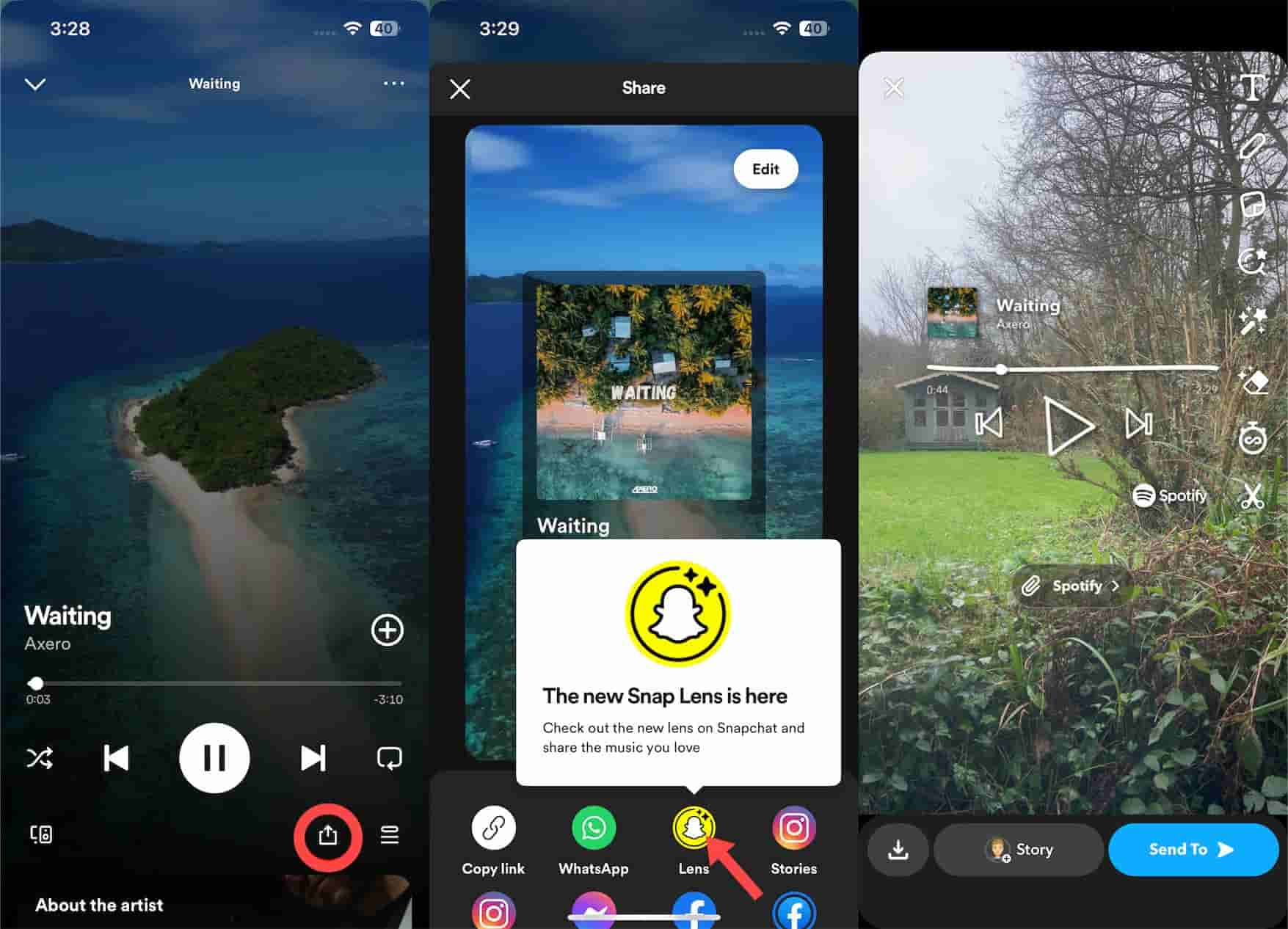 在 Snapchat 上使用 Spotify Lens