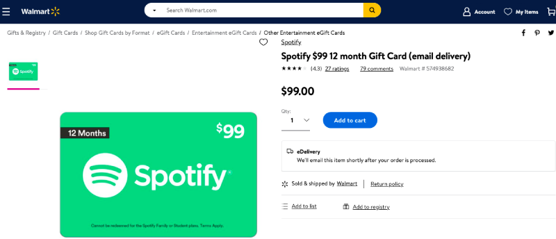 Buy Spotify Gift Cards