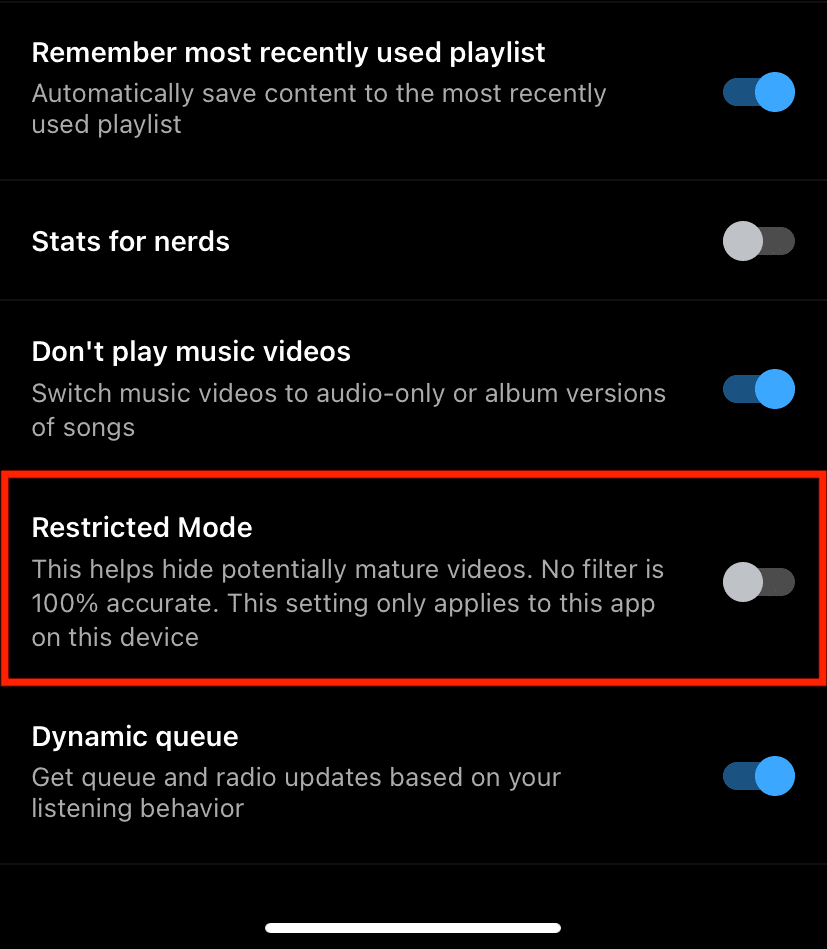 Turn Off Restricted Mode