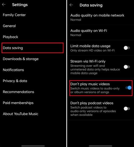 YouTube Music Data Saving