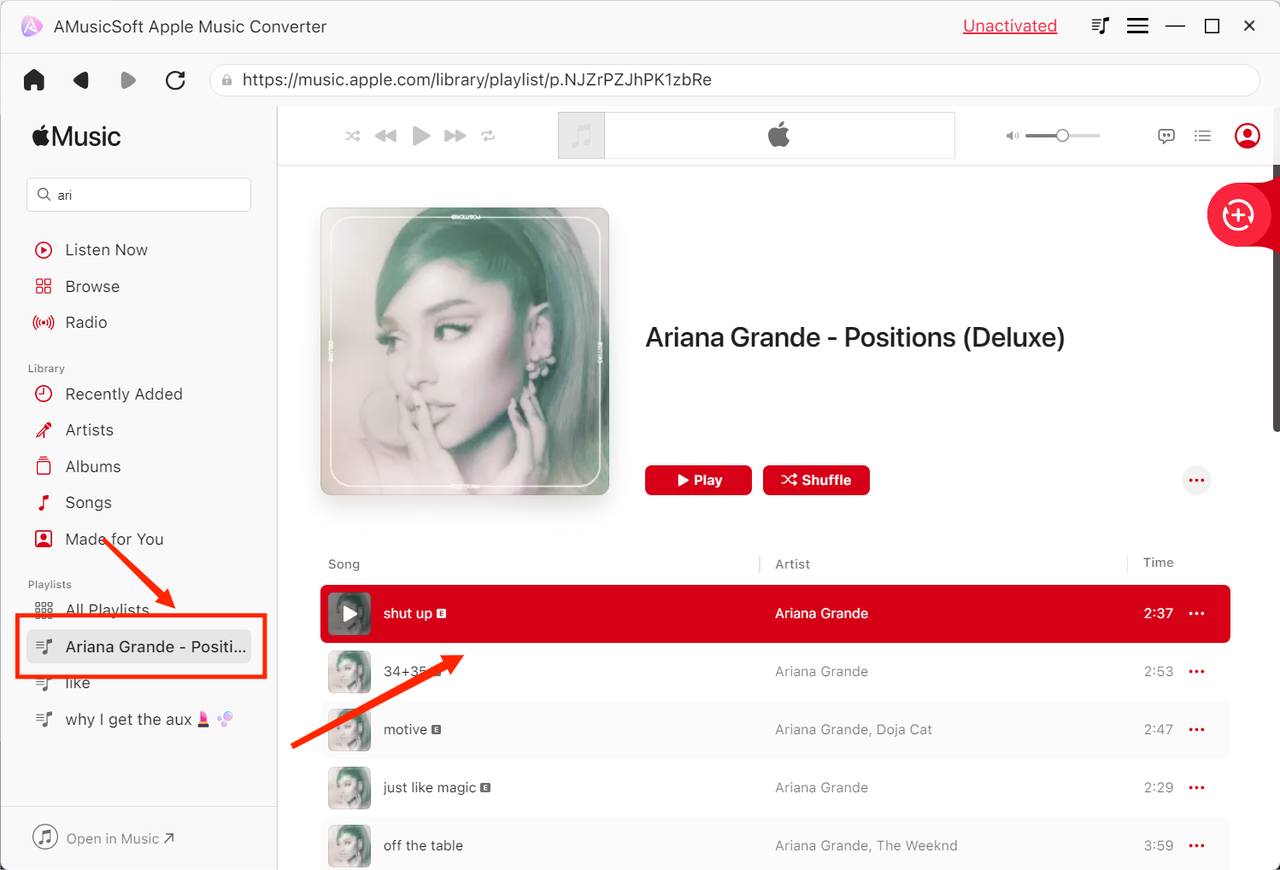 Choisissez des chansons pour AMusicSoft Apple Music Converter